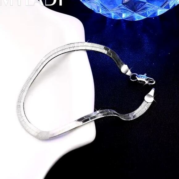 925 Sterling Silver Herringbone Snake Bracelet Christmas Birthday Gift - NEW! - Picture 1 of 4